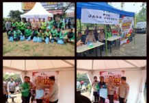 Kapolres Metro Depok Bagikan Oli Gratis dan Sembako untuk Ojol Sabuk Kamtibmas